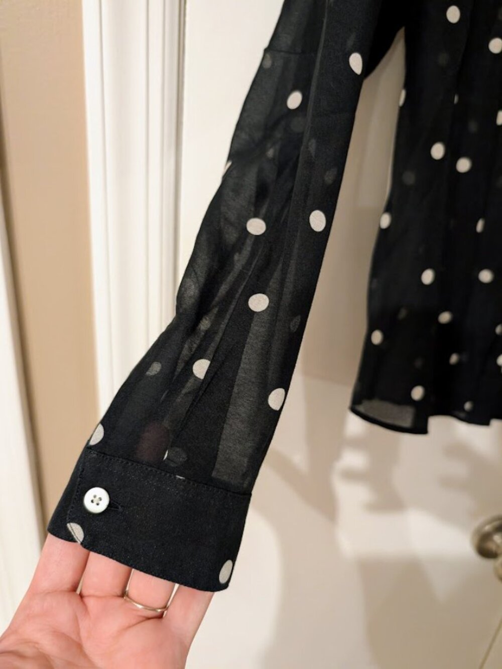 Sezane Pierro Polka Dot Button-down Blouse Black Ecru US 6 (FR 38) NWOT RARE - Picture 10 of 11